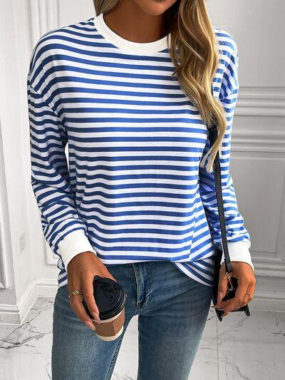 Ivy Lane Striped Round Neck Long Sleeve Sweatshirt - Chic Yana's Fashion