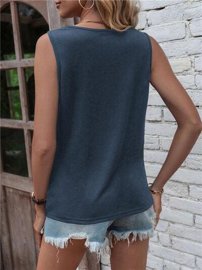 Cutout Twisted Round Neck Tank - Chic Yana's Fashion