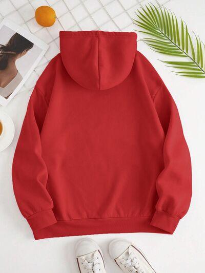 Drawstring Dropped Shoulder Hoodie - Chic Yana's Fashion