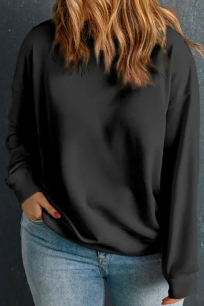 Plus Size Round Neck Long Sleeve Sweatshirt - Chic Yana's Fashion