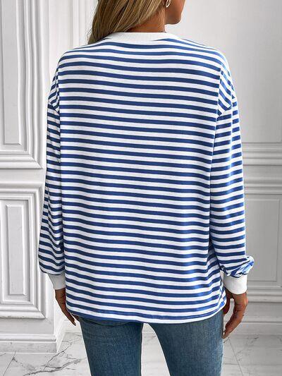 Ivy Lane Striped Round Neck Long Sleeve Sweatshirt - Chic Yana's Fashion