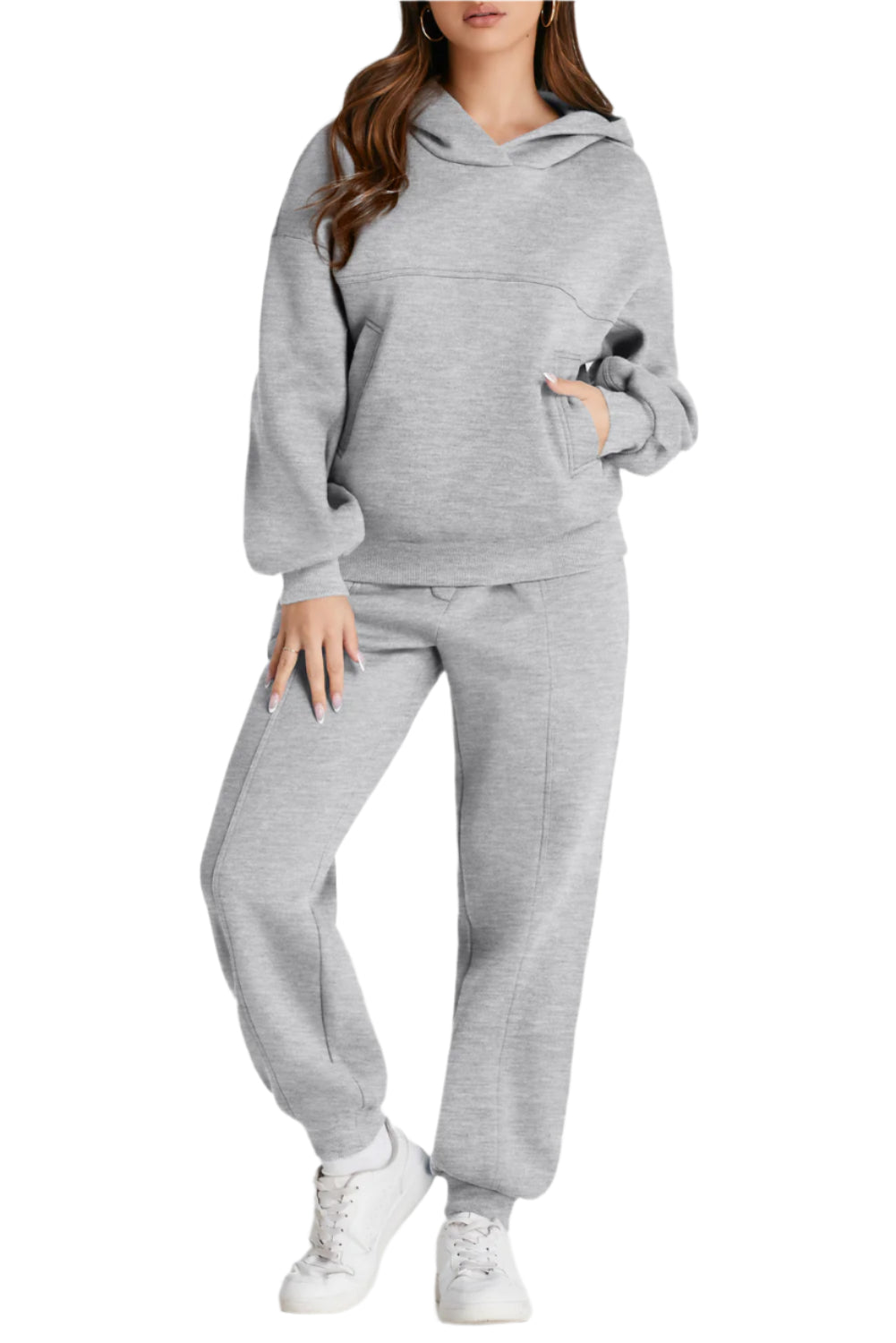 Dropped Shoulder Long Sleeve Hoodie and Pants Active Set – Chic Yana’s Fashion