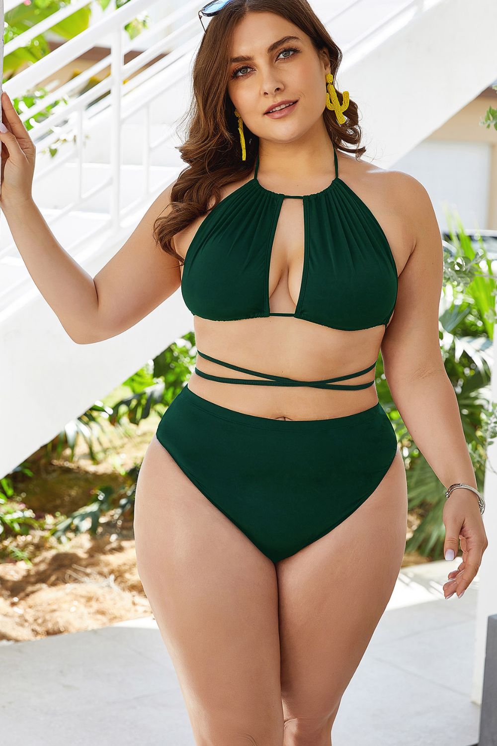 Plus Size Cutout Tied Backless Bikini Set - Stylish and Trendy Women's Fashion from Chic Yana's Fashion