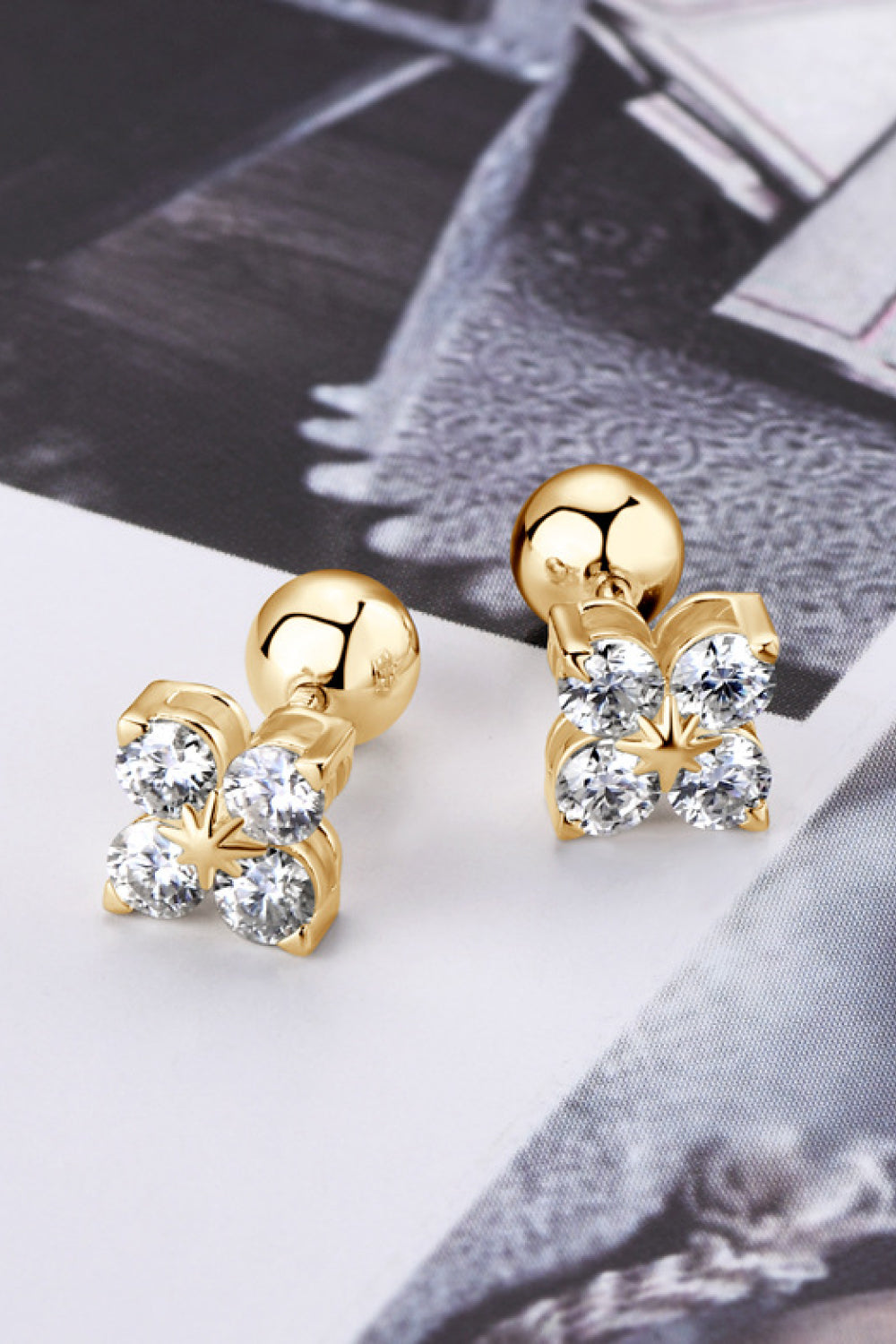 Moissanite 925 Sterling Silver Four-Leaf Clover Shape Earrings - Fashion Jewelry by Chic Yana's Fashion