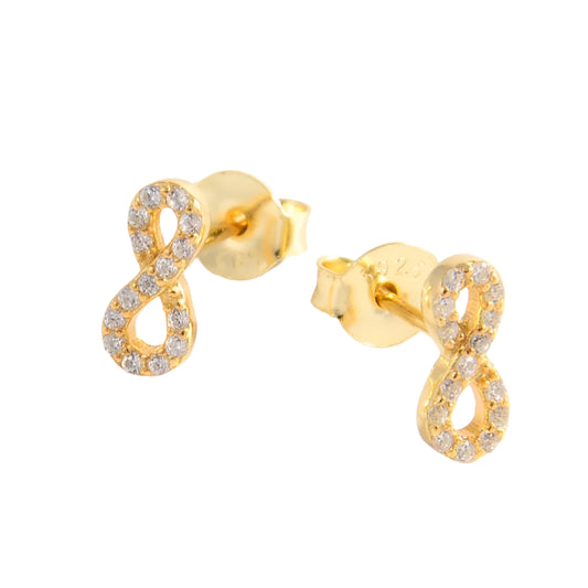 925 Sterling Silver Zircon Number 8 Stud Earrings - Fashion Jewelry by Chic Yana's Fashion
