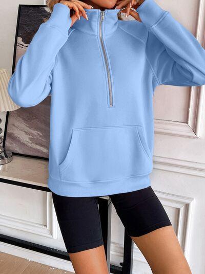 Ivy Lane Half Zip Raglan Sleeve Sweatshirt - Chic Yana's Fashion