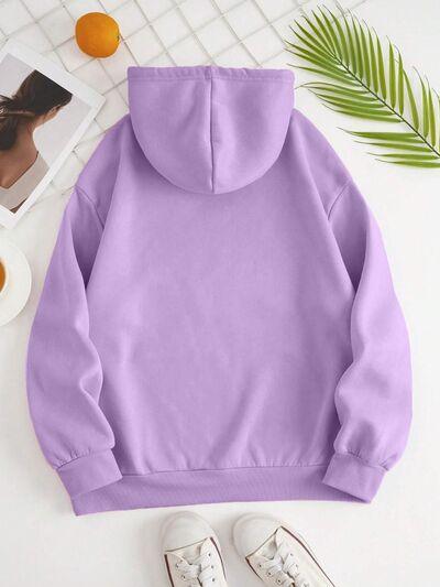 Drawstring Dropped Shoulder Hoodie - Chic Yana's Fashion