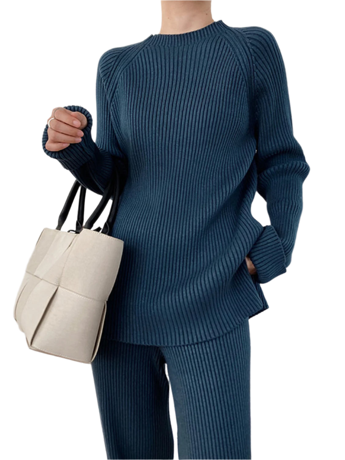 Mock Neck Raglan Sleeve Top and Pants Sweater Set - Shop Now at Chic Yana's Fashion