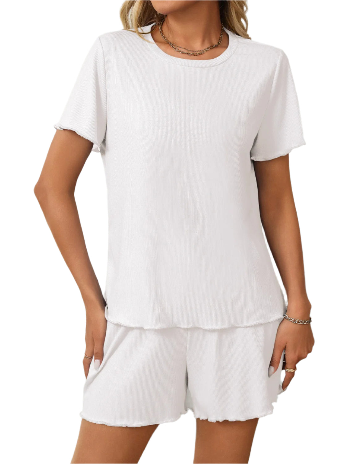 Mandy Round Neck Short Sleeve Top and Shorts Set - Shop Now at Chic Yana's Fashion