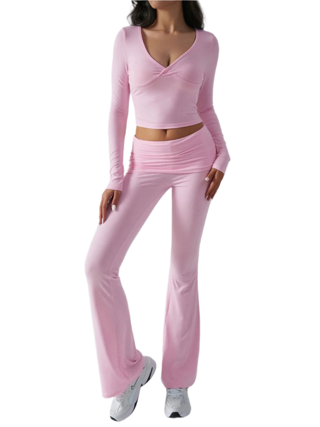 Devine Ruched Long Sleeve Top and Pants Set - Shop Now at Chic Yana's Fashion