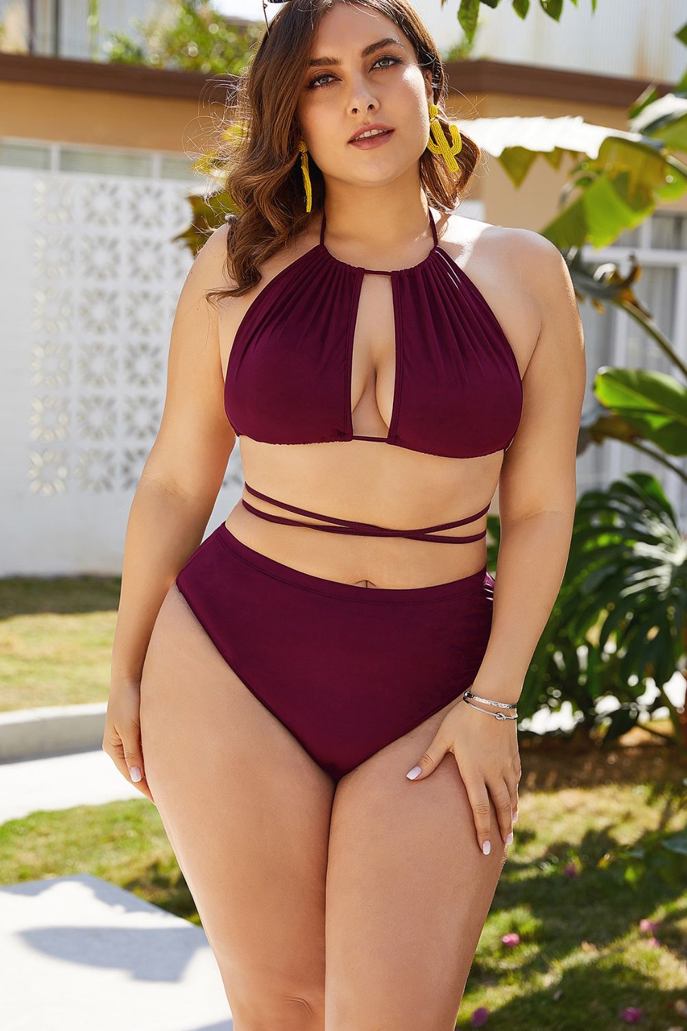 Plus Size Cutout Tied Backless Bikini Set - Stylish and Trendy Women's Fashion from Chic Yana's Fashion