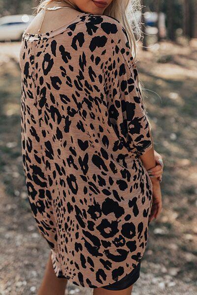 Leopard V Neck Half Sleeve T Shirt - Chic Yana's Fashion