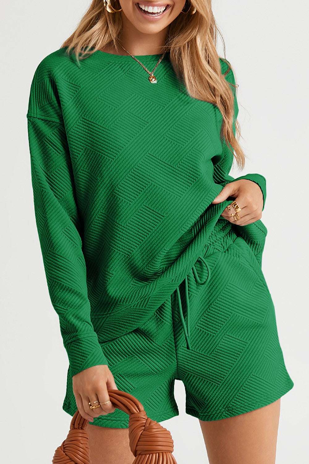 Round Neck Dropped Shoulder Top and Shorts Set – Chic Yana’s Fashion
