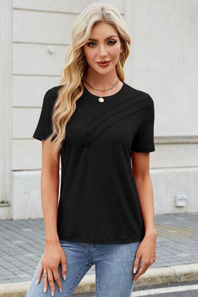 Round Neck Short Sleeve T Shirt - Chic Yana's Fashion