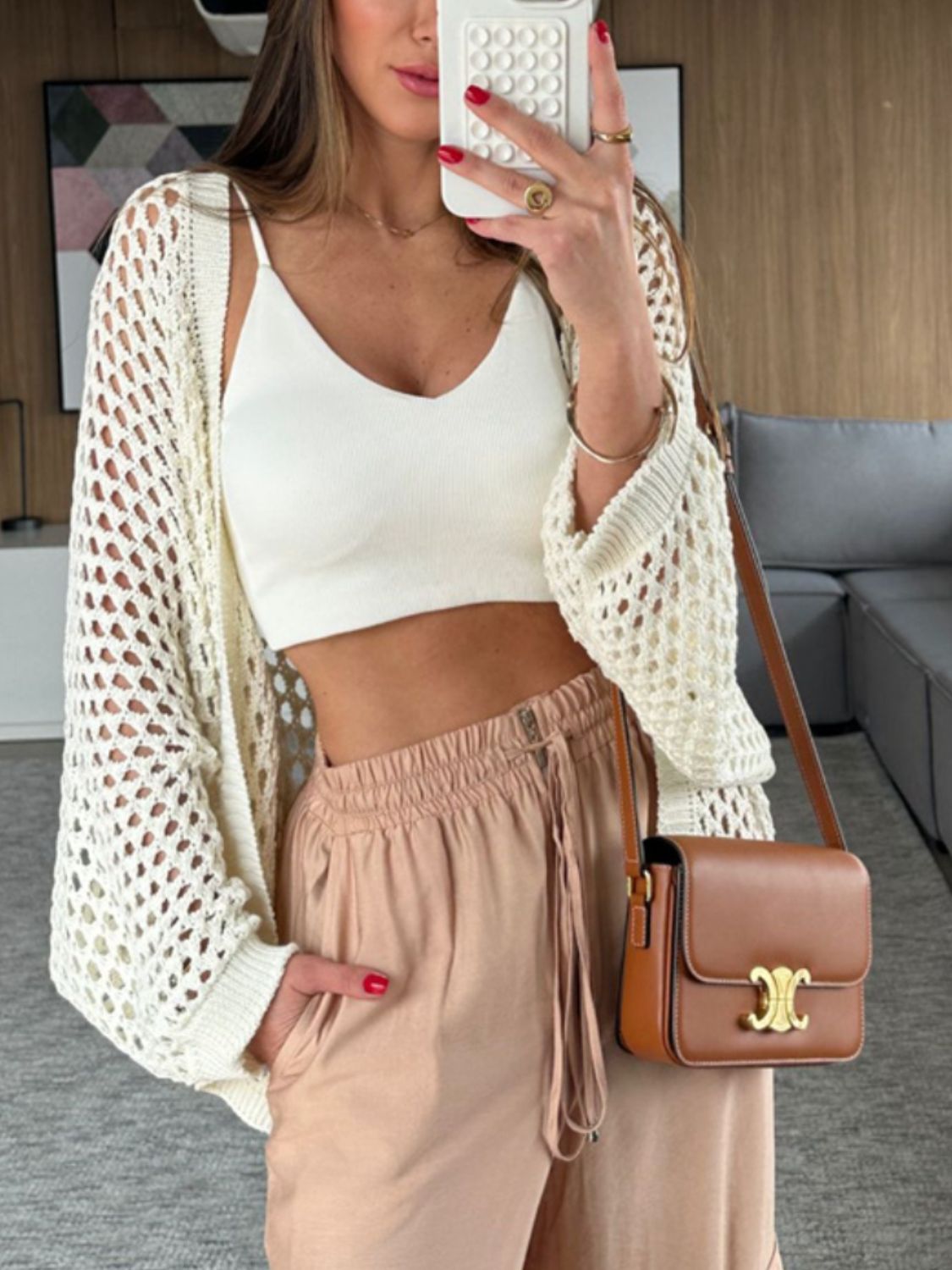Hollow Out Open Front Cover Up - Stylish and Trendy Women's Fashion from Chic Yana's Fashion