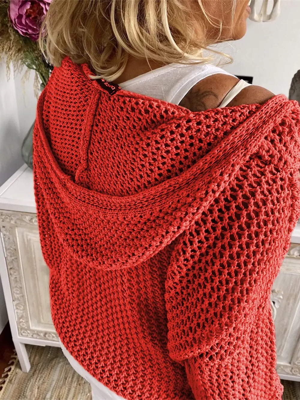 Openwork Hooded Long Sleeve Sweater – stylish women's fashion from Chic Yana's Fashion