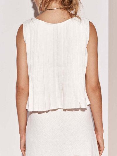 Lovelet Pleated Tied Round Neck Vest - Chic Yana's Fashion