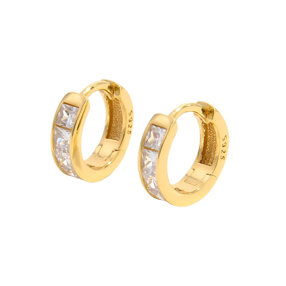 925 Sterling Silver Inlaid Zircon Huggie Earrings - Fashion Jewelry by Chic Yana's Fashion