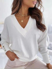 V Neck Long Sleeve Sweatshirt - Chic Yana's Fashion