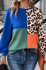 Color Block Round Neck Long Sleeve Sweatshirt 1 - Chic Yana's Fashion