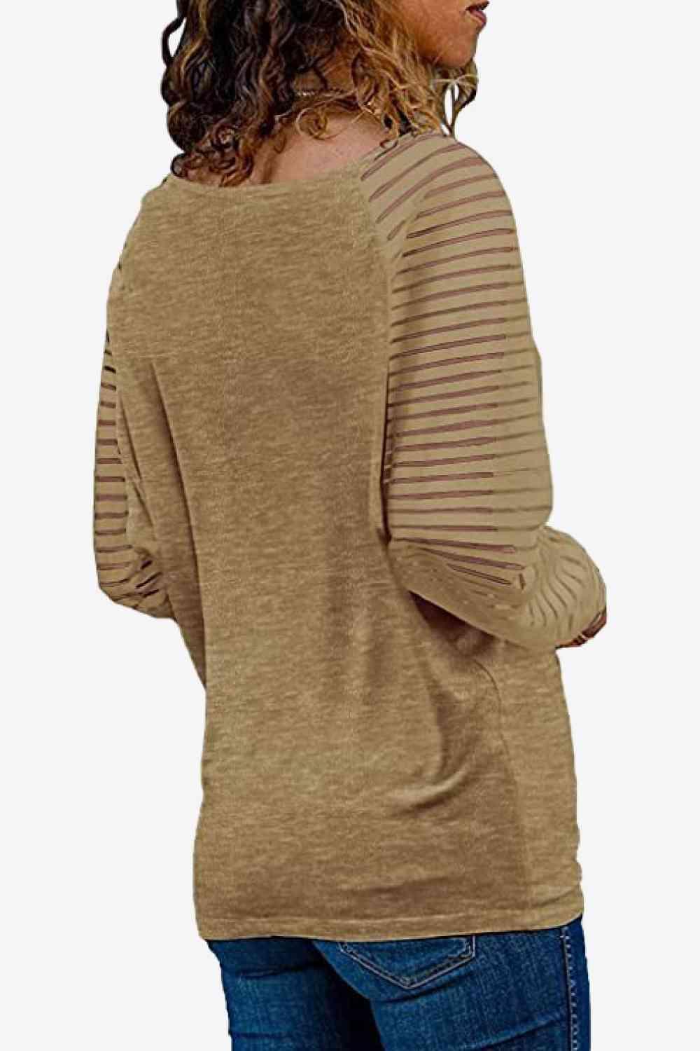 V Neck Long Raglan Sleeve Top - Chic Yana's Fashion