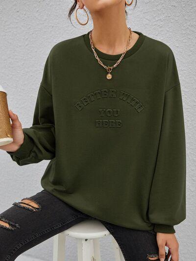 Stereoscopic Letter Round Neck Long Sleeve Sweatshirt - Chic Yana's Fashion