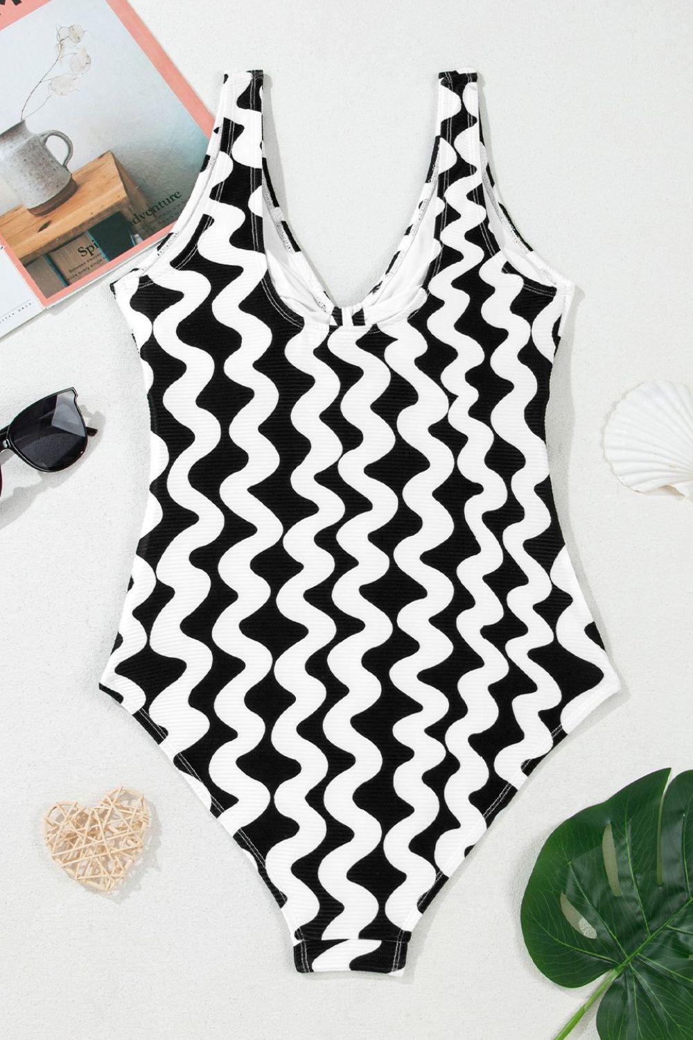 Tied Front Contrast Striped One Piece Swimsuit - Stylish and Trendy Women's Fashion from Chic Yana's Fashion