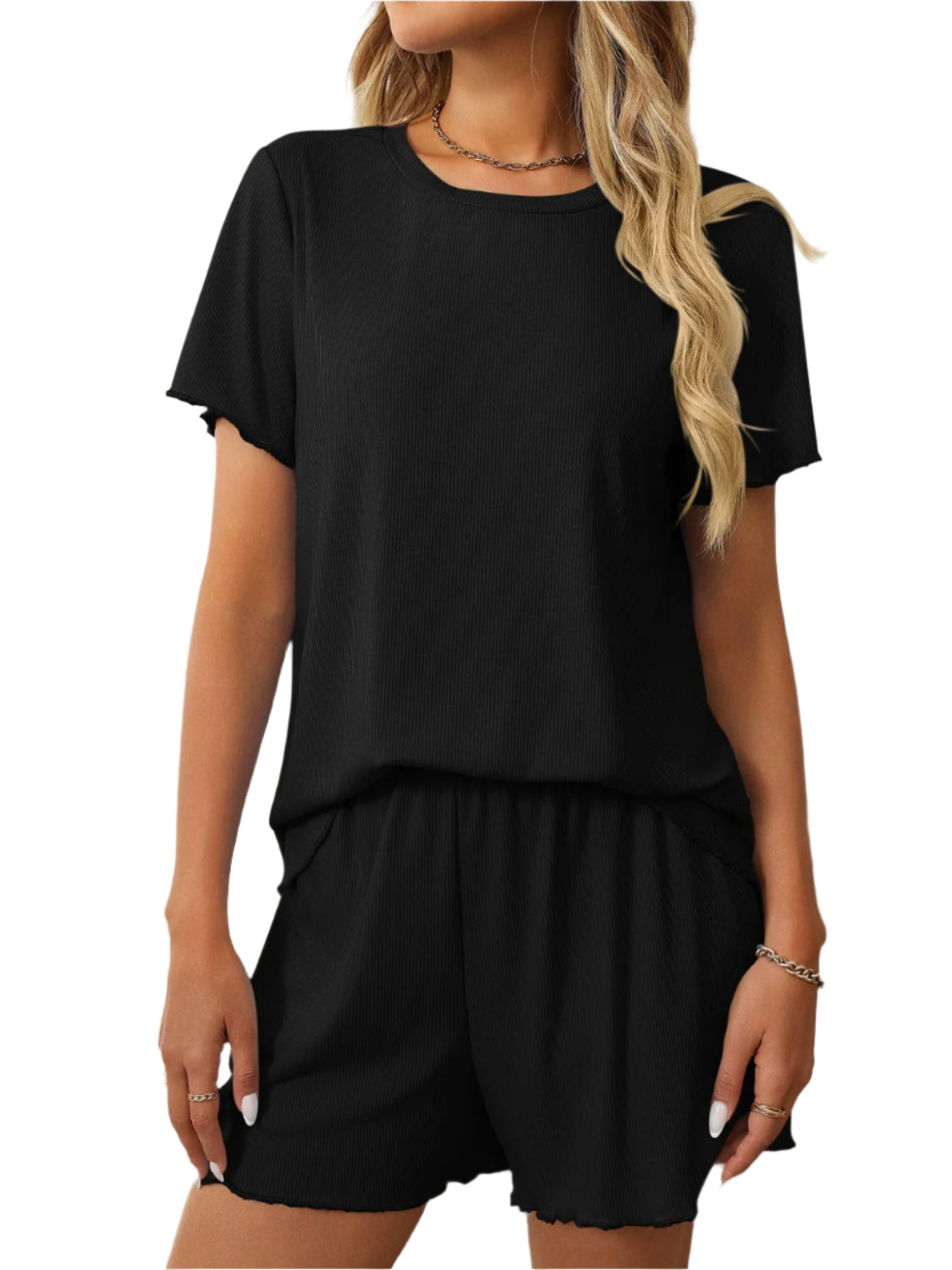 Mandy Round Neck Short Sleeve Top and Shorts Set - Shop Now at Chic Yana's Fashion