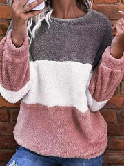 Color Block Round Neck Long Sleeve Sweatshirt - Chic Yana's Fashion