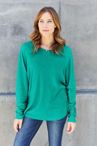 Double Take Full Size Round Neck Long Sleeve T Shirt - Chic Yana's Fashion