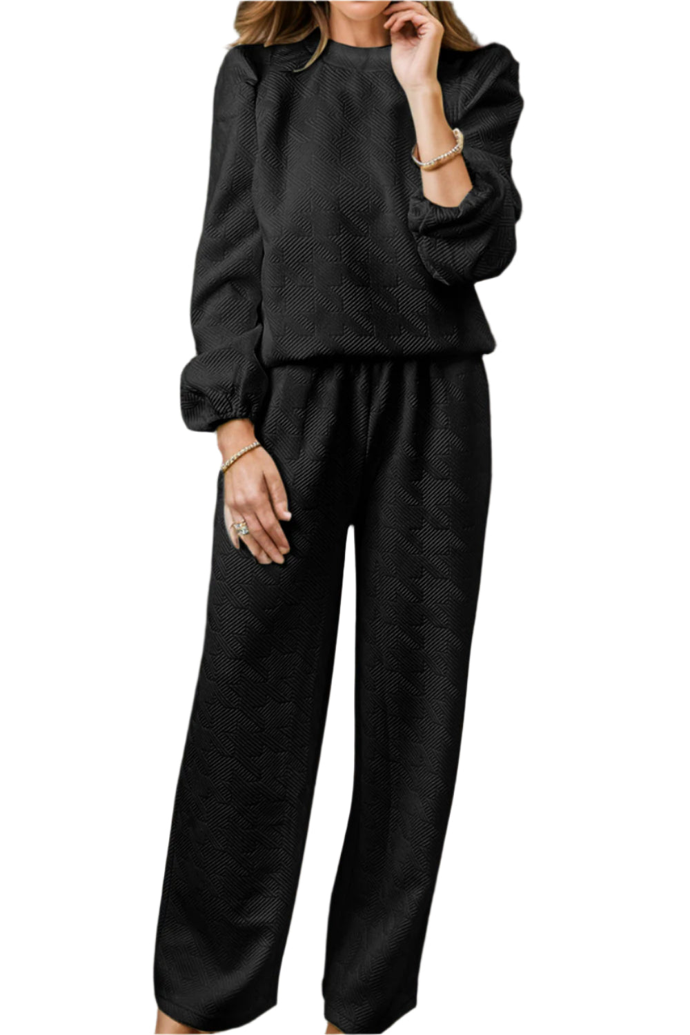 Round Neck Long Sleeve Top and Pants Set – Chic Yana’s Fashion
