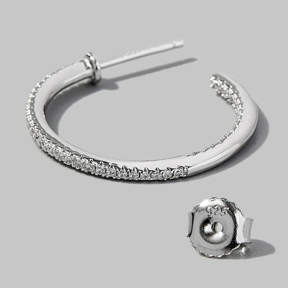 Zircon 925 Sterling Silver C-Hoop Earrings - Fashion Jewelry by Chic Yana's Fashion