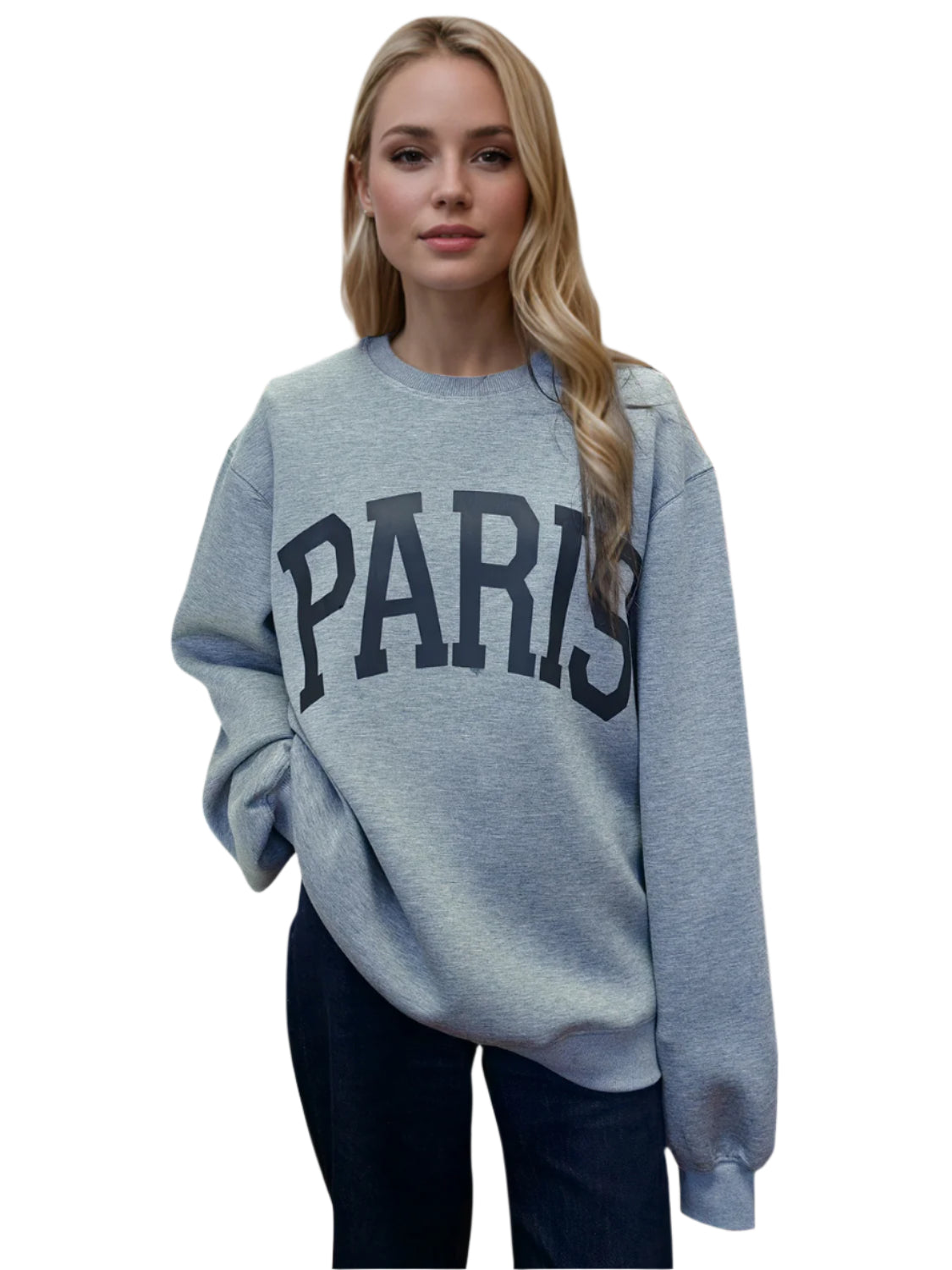 Basic Bae PARIS Round Neck Long Sleeve Air Scuba Sweatshirt - High-Quality Fashion | Chic Yana