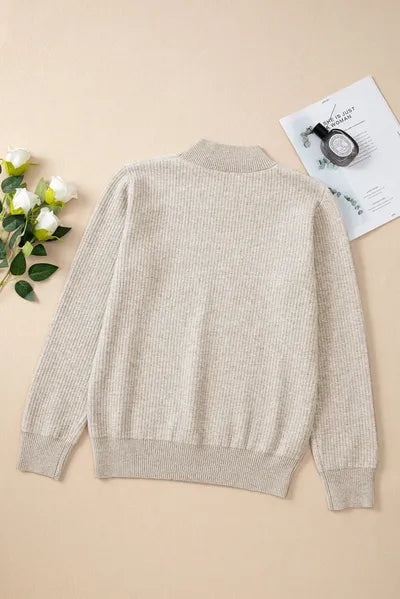 Mock Neck Long Sleeve Sweater - Chic Yana's Fashion