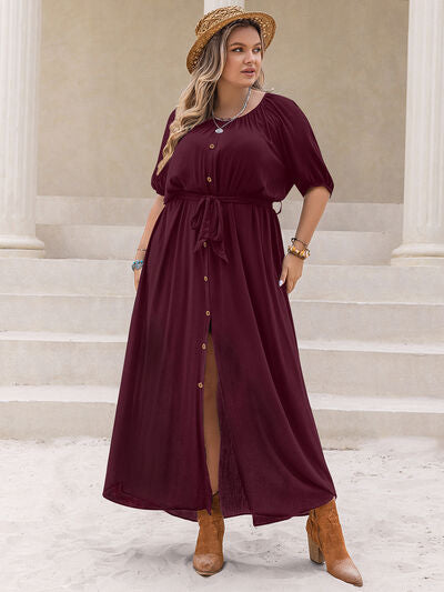 Plus Size Round Neck Half Sleeve Dress - Chic Yana's Fashion