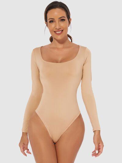 Full Size Scoop Neck Long Sleeve Bodysuit - Chic Yana's Fashion