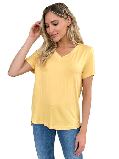 Basic Bae Bamboo Full Size V Neck High Low T Shirt - Chic Yana's Fashion