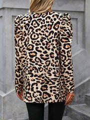 Leopard Open Front Puff Sleeve Jacket - Chic Yana's Fashion