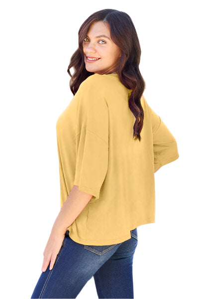 Basic Bae Bamboo Full Size Round Neck Drop Shoulder T Shirt - Chic Yana's Fashion