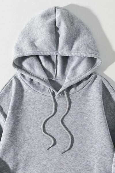 Drawstring Dropped Shoulder Hoodie - Chic Yana's Fashion