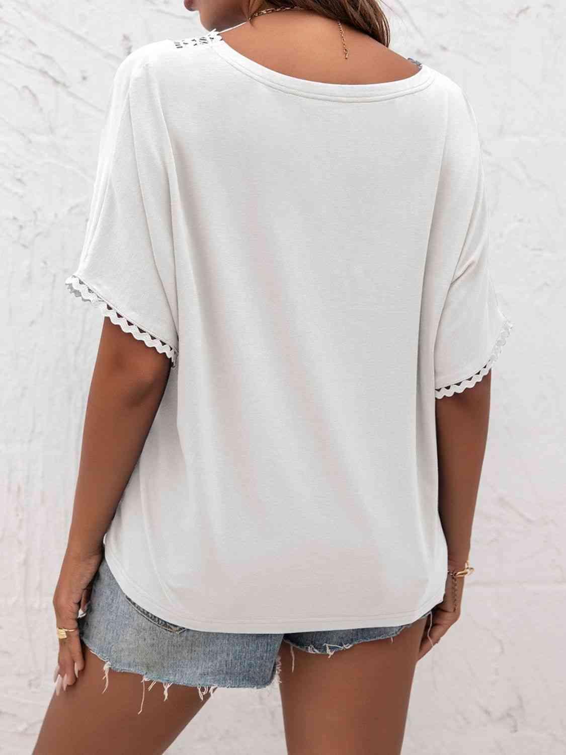 Ivy Lane V Neck Short Sleeve Blouse - Chic Yana's Fashion