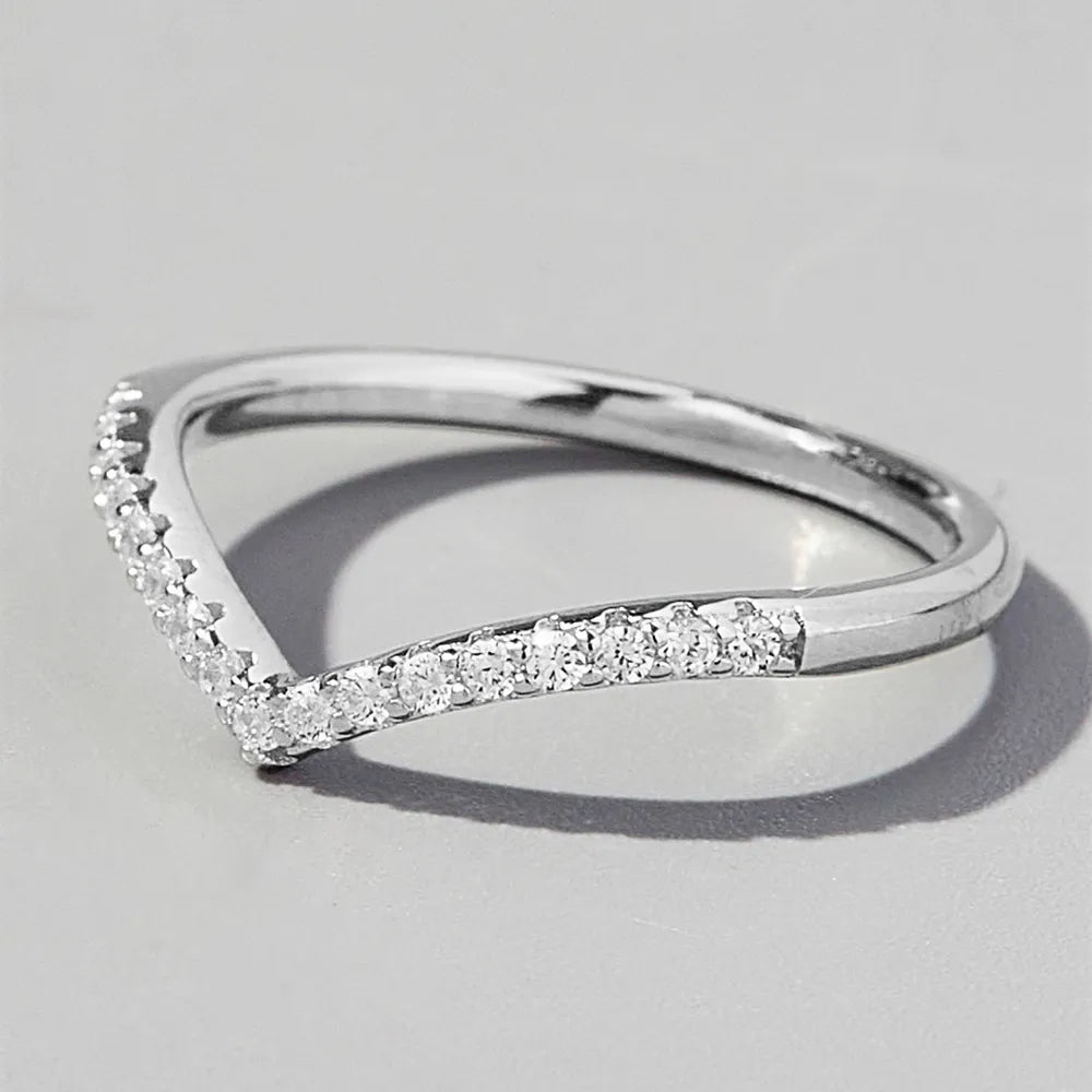 V Shape Inlaid Zircon 925 Sterling Silver Ring - Fashion Jewelry by Chic Yana's Fashion