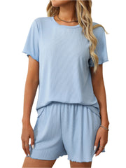 Mandy Round Neck Short Sleeve Top and Shorts Set - Shop Now at Chic Yana's Fashion