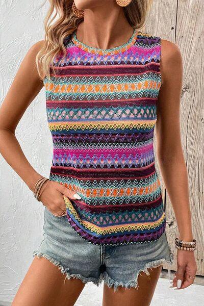 Contrast Round Neck Tank - Chic Yana's Fashion