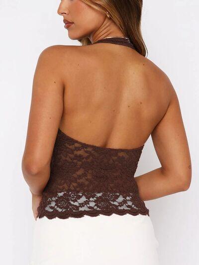 Lace Backless Halter Neck Cami - Chic Yana's Fashion