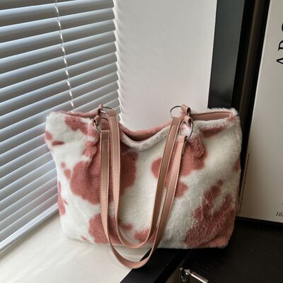 Cow Print Furry Tote Bag - Chic Yana's Fashion