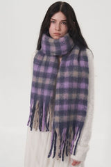 Fringe Plaid Polyester Scarf - Chic Yana's Fashion