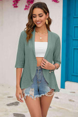 Half Sleeve Open Front Cardigan - Chic Yana's Fashion