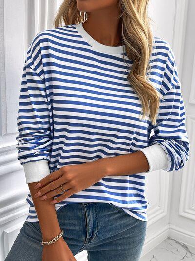 Ivy Lane Striped Round Neck Long Sleeve Sweatshirt - Chic Yana's Fashion