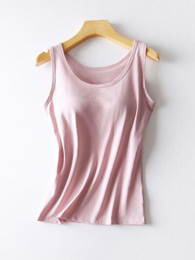 Round Neck Tank With Bra - Chic Yana's Fashion